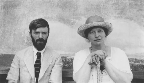 D.H. Lawrence and wife Frieda Lawrence in Chapala, Mexico in 1923